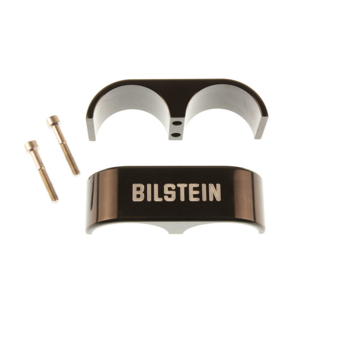 Bilstein b1 reservoir clamps - black anodized logo detail