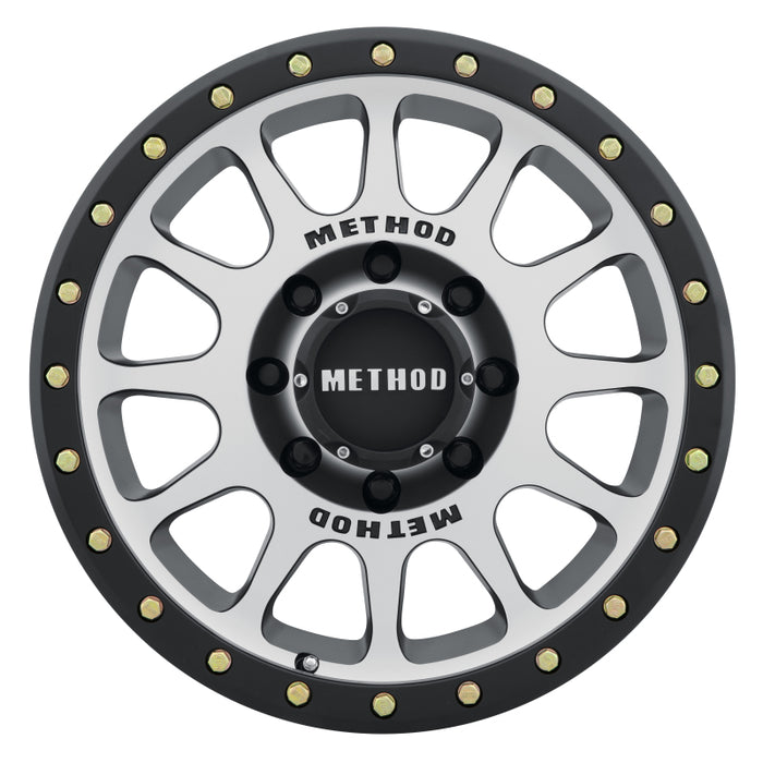 Method mr305 nv black and silver flywheel wheel displayed in 17x8.5 0mm offset 8x6.5 design