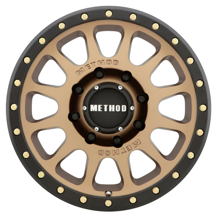 Method mr305 nv hd 18x9 +18mm offset fly fishing reel displayed on bronze/black street loc wheel