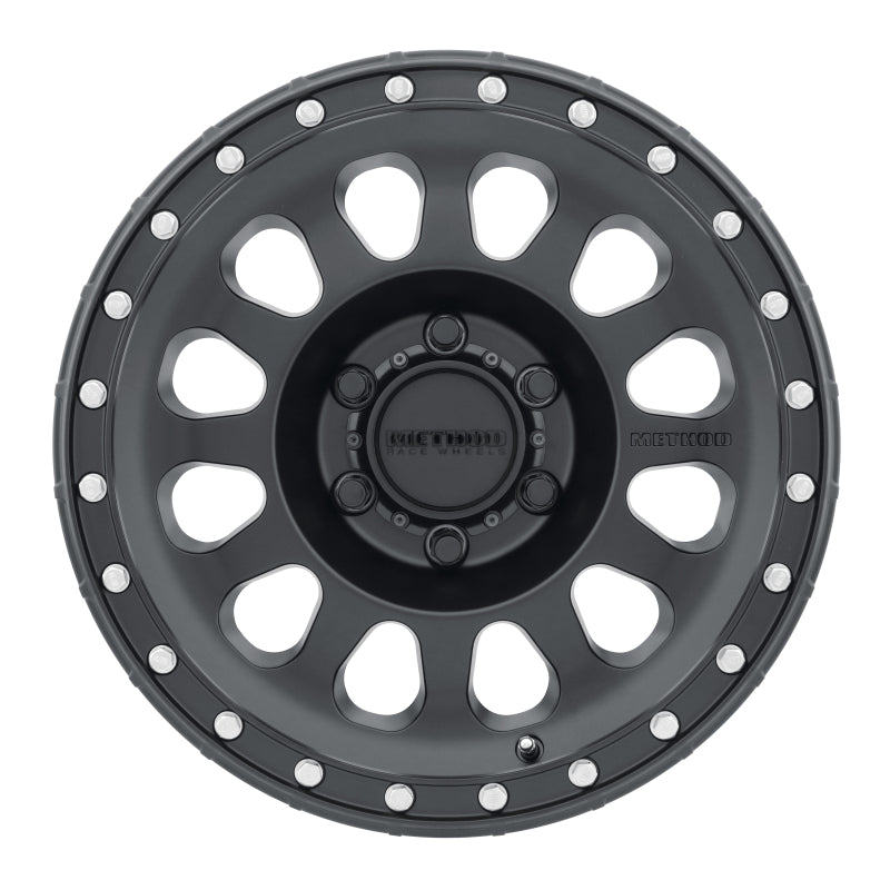 Method mr315 18x9 matte black wheel with white spokes