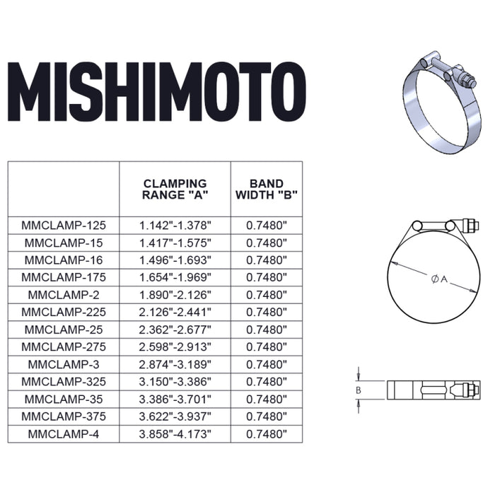 Mishimoto 2.25 Inch Stainless Steel T-Bolt Clamps