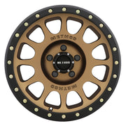 Method mr305 nv 17x8.5 0mm offset 5x5 wheel black rim gold spokes