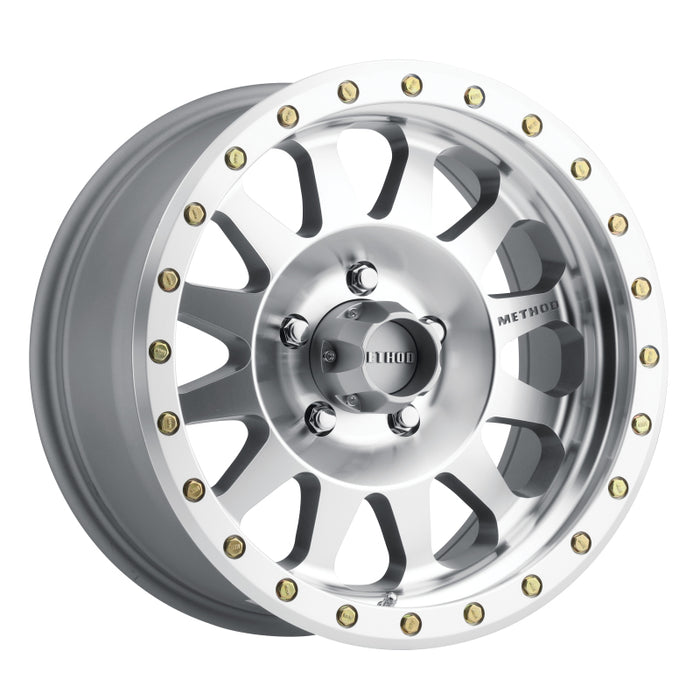 Method mr304 double standard 17x8.5 0mm offset 5x5 94mm cb machined/clear coat wheel - silver truck front