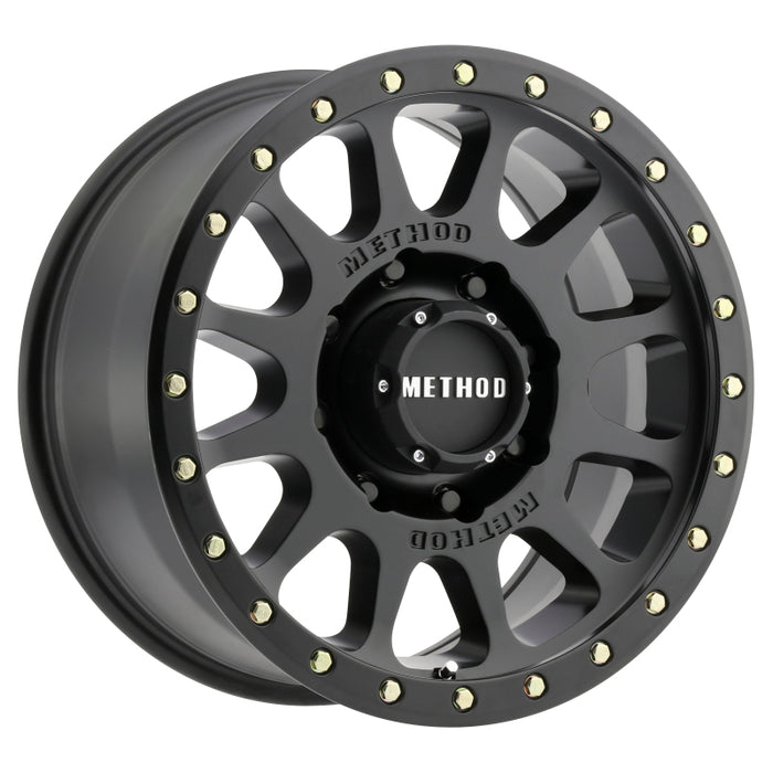 Method mr305 nv hd 18x9 +18mm matte black wheel with gold studs