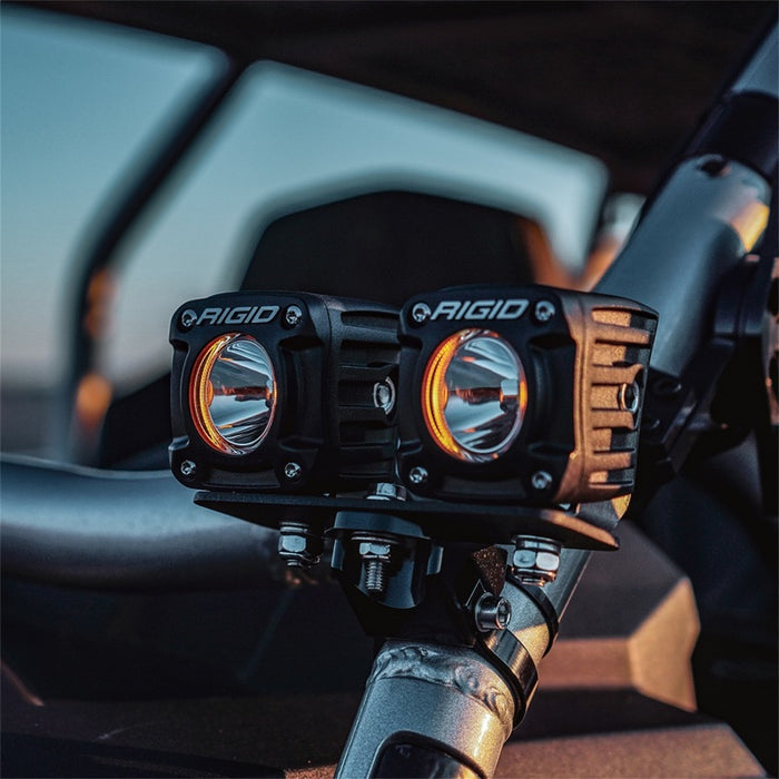 Rigid industries revolve light pod with amber trim ring on bike