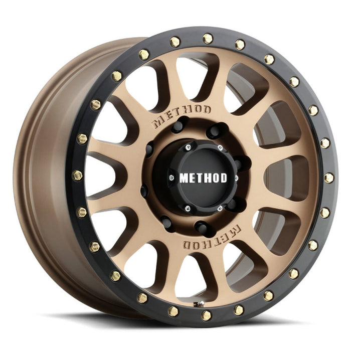 Method mr305 nv hd 18x9 +18mm offset black and gold rim wheel