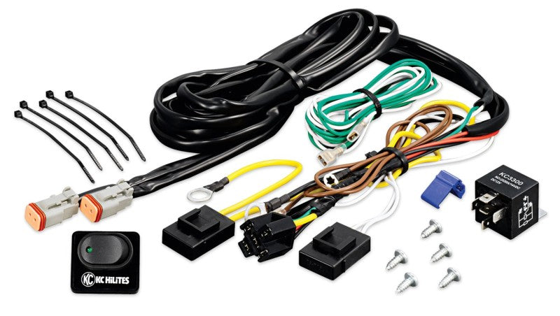 KC HiLiTES Wiring Harness with 40 AMP Relay, LED Rocker Switch, and Wiring Kit for Vehicle